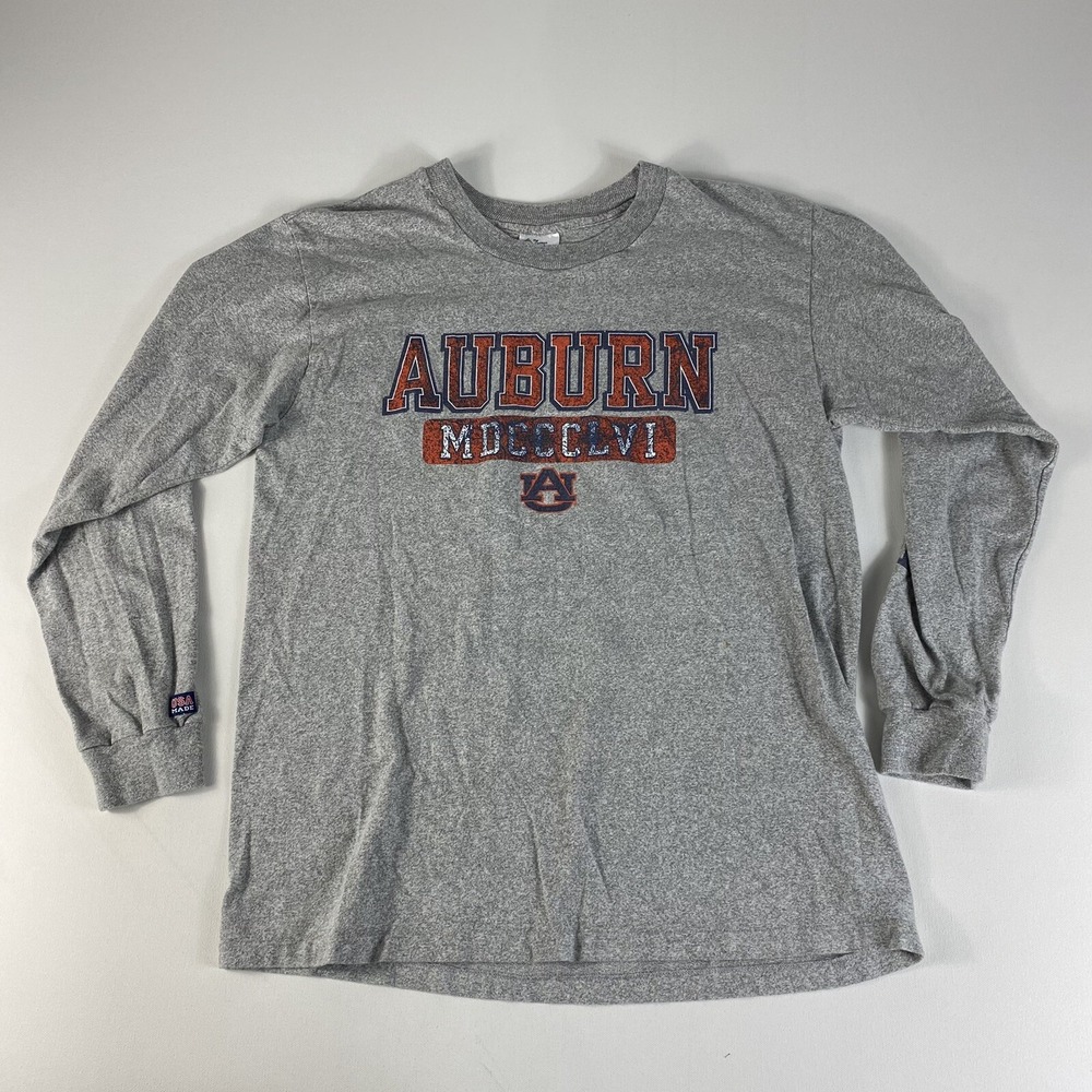 Auburn University Shirt Adult Large Grey Basketball Vintage Long Sleeve Mens